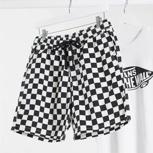 Vans Men's Range 18" Cotton Black White Checkerboard Relaxed Fit Shorts Sz M NWT